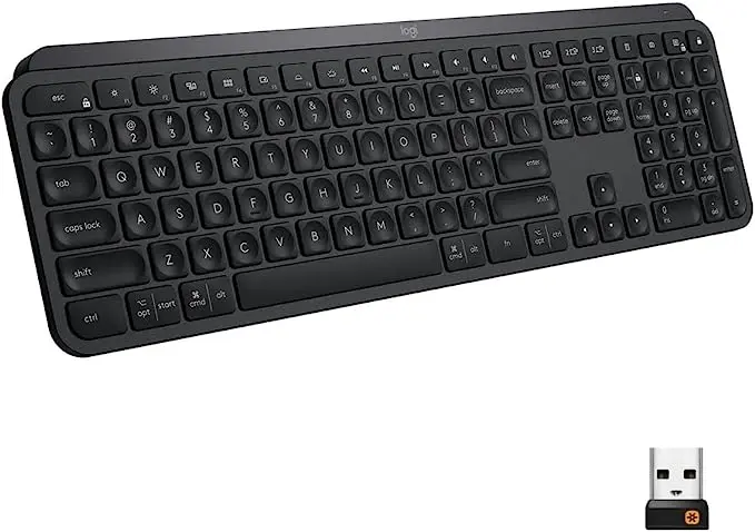 Logitech MX Keys Advanced Wireless Illuminated Keyboard, Tactile Responsive Typing, Backlighting, Bluetooth, USB-C, Apple macOS, Microsoft Windows, Linux, iOS, Android, Metal Build (Black)